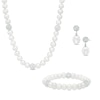Thumbnail Image 1 of Previously Owned-6.0-8.0mm Freshwater Cultured Pearl and Crystal Strand Necklace, Bracelet and Drop Earrings Set in Sterling Silver
