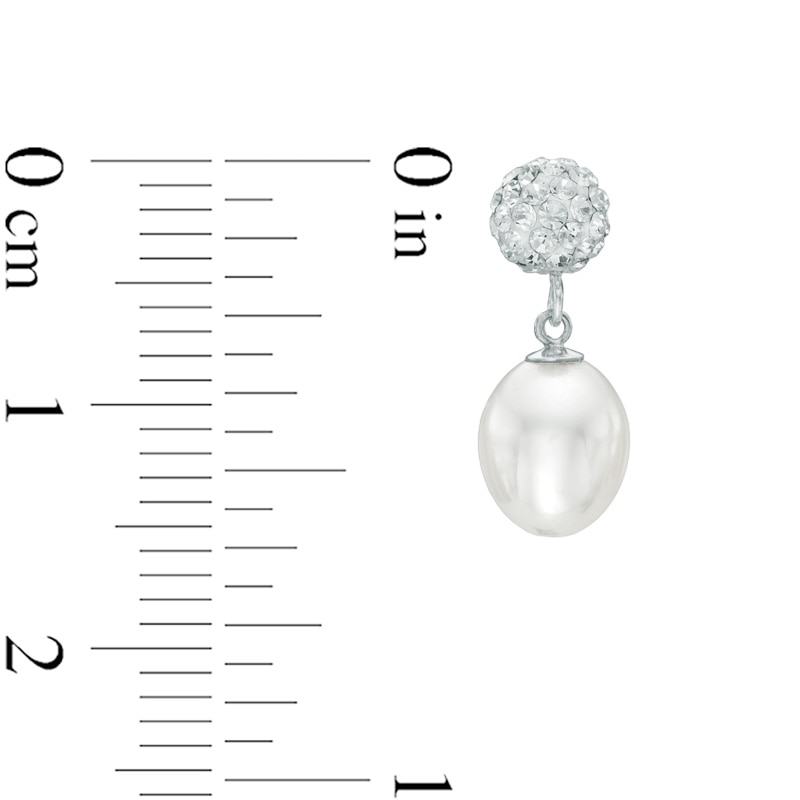 Main Image 3 of Previously Owned-6.0-8.0mm Freshwater Cultured Pearl and Crystal Strand Necklace, Bracelet and Drop Earrings Set in Sterling Silver