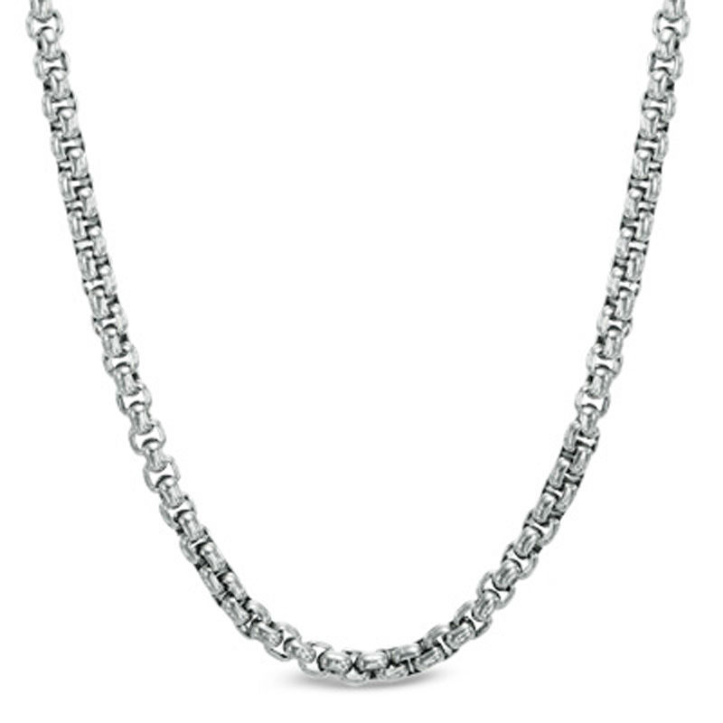 Main Image 1 of Previously Owned - Men's Signature Tag Box Chain Necklace in Stainless Steel - 30"