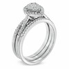 Thumbnail Image 2 of Previously Owned - 1/2 CT. T.W. Diamond Cluster Pear-Shaped Frame Three Piece Bridal Set in 10K White Gold