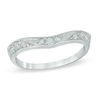 Thumbnail Image 1 of Previously Owned - 1/8 CT. T.W. Diamond Vintage-Style Contour Wedding Band in 14K White Gold