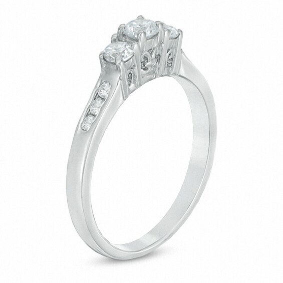 Previously Owned - 1/2 CT. T.w. Diamond Past Present FutureÂ® Ring in 14K White Gold