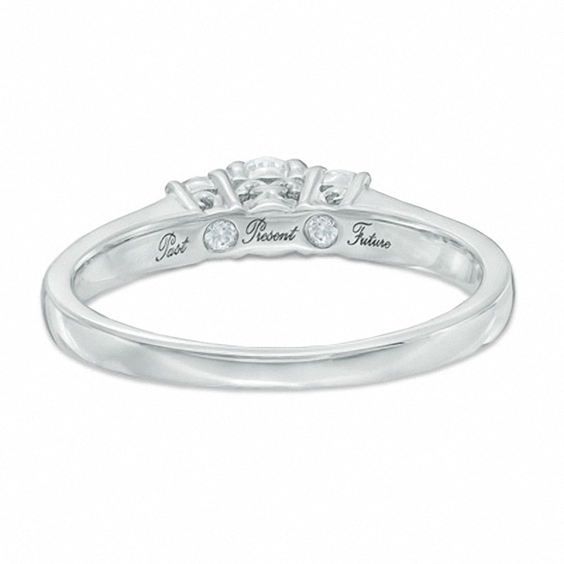 Main Image 3 of Previously Owned - 1/2 CT. T.W. Diamond Past Present Future® Ring in 14K White Gold