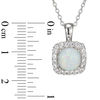 Thumbnail Image 2 of Previously Owned - 7.0mm Cushion-Cut Lab-Created Opal and White Sapphire Frame Pendant in Sterling Silver