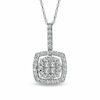 Thumbnail Image 1 of Previously Owned - 1/2 CT. T.W. Quad Princess-Cut Diamond Frame Pendant in 10K White Gold