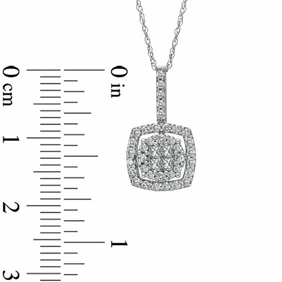 Previously Owned - 1/2 CT. T.w. Quad Princess-Cut Diamond Frame Pendant in 10K White Gold