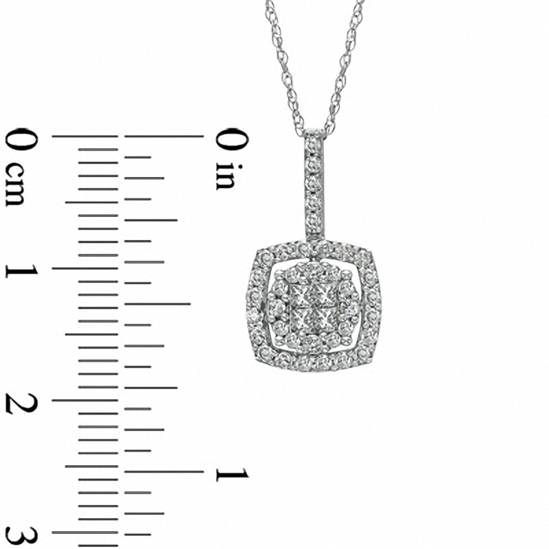 Main Image 2 of Previously Owned - 1/2 CT. T.W. Quad Princess-Cut Diamond Frame Pendant in 10K White Gold