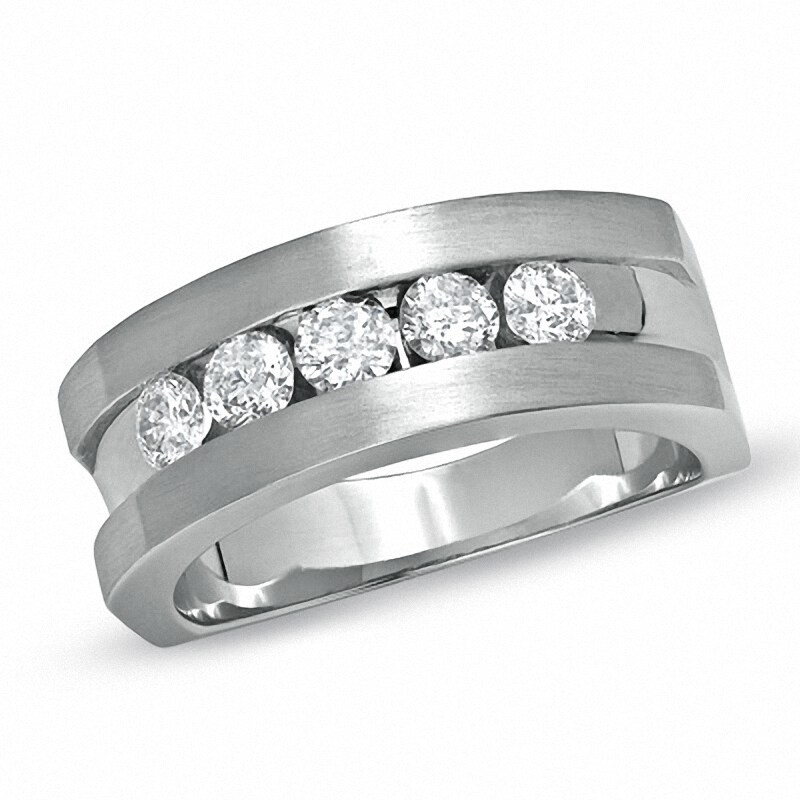Main Image 1 of Previously Owned - 1 CT. T.W. Diamond Five Stone Band in 14K White Gold
