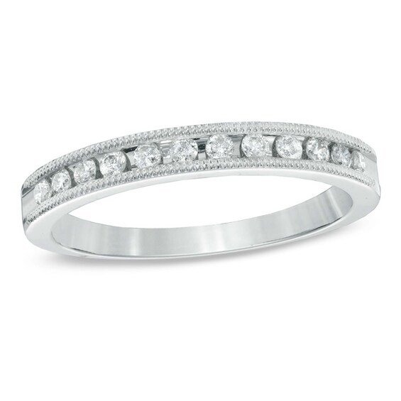 Previously Owned - 1/4 CT. T.w. Diamond Milgrain Band in 10K White Gold