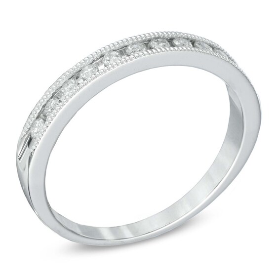 Previously Owned - 1/4 CT. T.w. Diamond Milgrain Band in 10K White Gold
