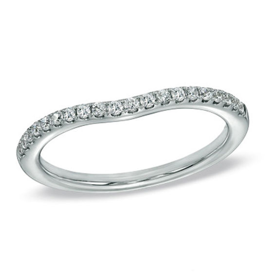 Previously Owned - 1/5 CT. T.w. Diamond Contour Wedding Band in 14K White Gold (I/Si2)