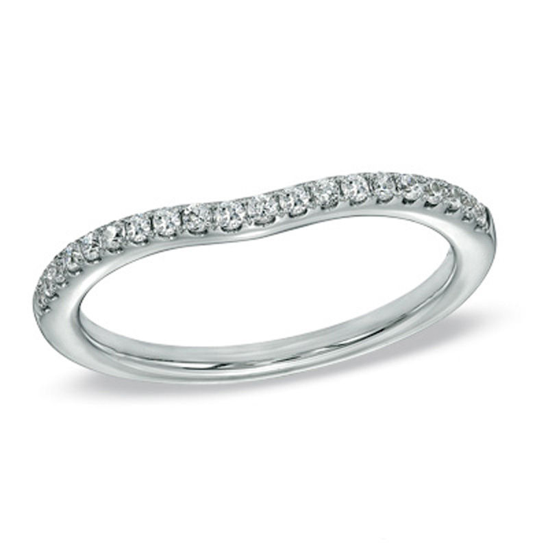 Main Image 1 of Previously Owned - 1/5 CT. T.W.  Diamond Contour Wedding Band in 14K White Gold (I/SI2)