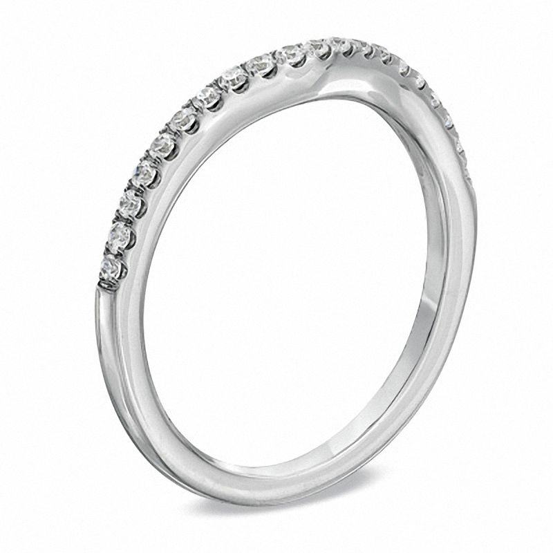 Main Image 2 of Previously Owned - 1/5 CT. T.W.  Diamond Contour Wedding Band in 14K White Gold (I/SI2)