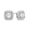 Thumbnail Image 1 of Previously Owned-4.5-5.0mm Freshwater Cultured Pearl and Lab-Created White Sapphire Frame Stud Earrings in Sterling Silver