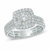 Thumbnail Image 1 of Previously Owned - 1 CT. T.W. Diamond Double Frame Triple Row Engagement Ring in 14K White Gold