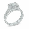 Thumbnail Image 2 of Previously Owned - 1 CT. T.W. Diamond Double Frame Triple Row Engagement Ring in 14K White Gold