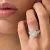 Thumbnail Image 3 of Previously Owned - 1 CT. T.W. Diamond Double Frame Triple Row Engagement Ring in 14K White Gold