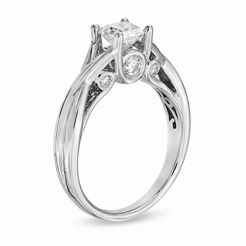 Main Image 2 of Previously Owned - 1 CT. T.W. Princess-Cut Diamond Solitaire Engagement Ring in 14K White Gold