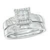 Thumbnail Image 1 of Previously Owned - 1/5 CT. T.W. Diamond Square Frame Bridal Set in 10K White Gold