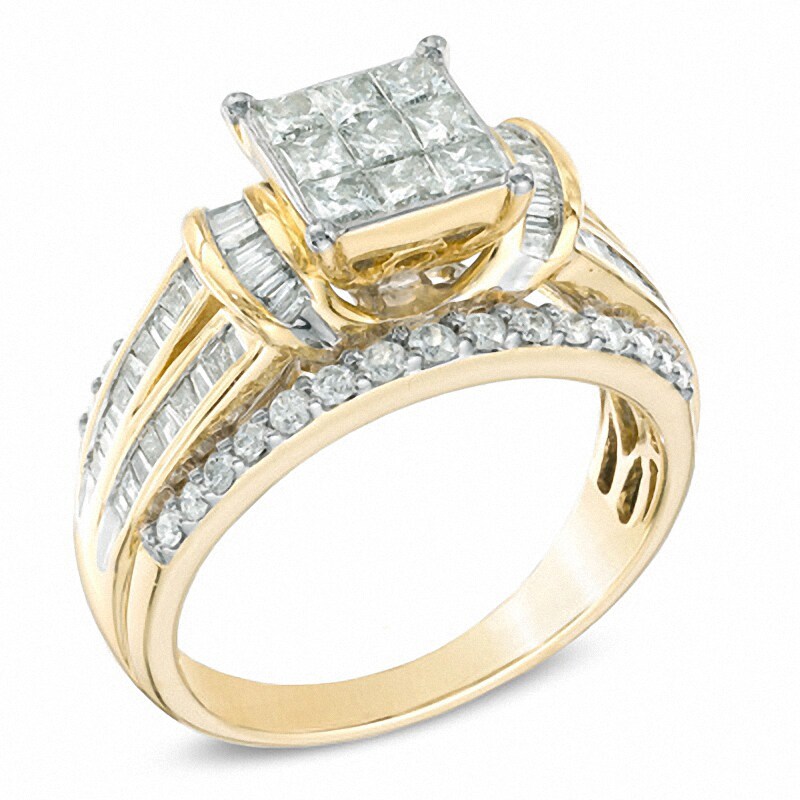 Main Image 2 of Previously Owned - 1-1/4 CT. T.W. Princess-Cut Composite Diamond Engagement Ring in 10K Gold