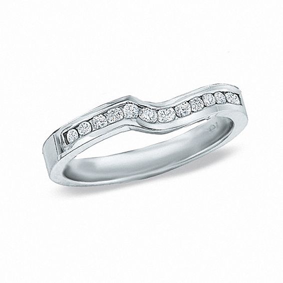 Previously Owned - 1/4 CT. T.w. Diamond Contour Wedding Band in 14K White Gold