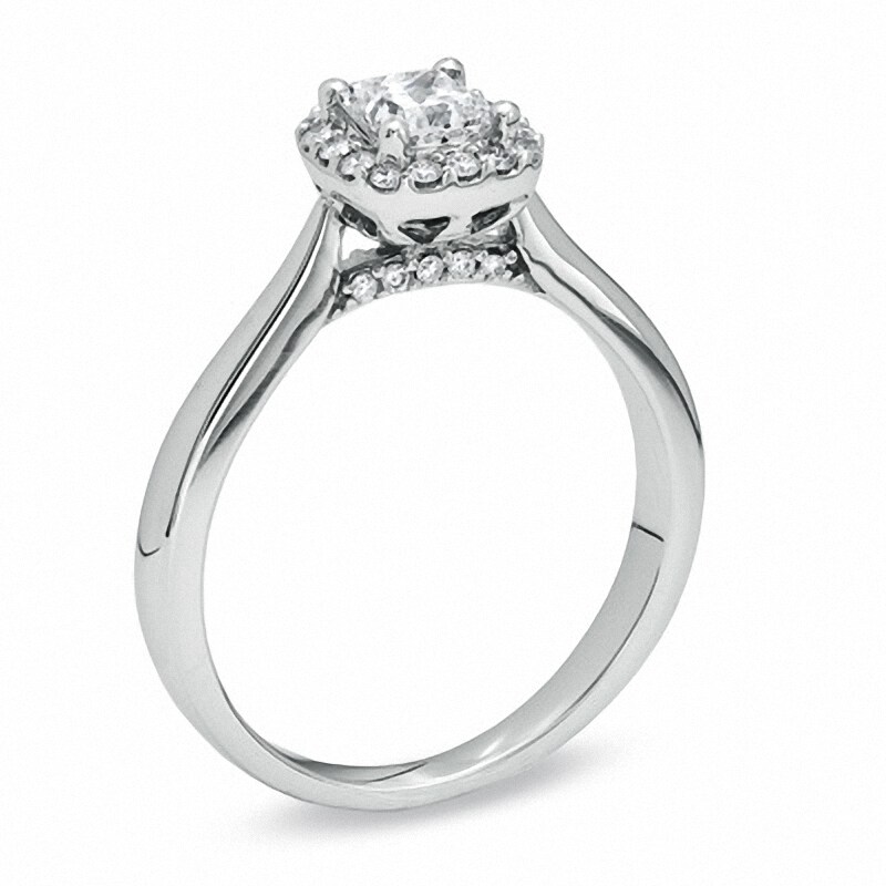 Main Image 2 of Previously Owned - 5/8 CT. T.W. Princess-Cut Diamond Engagement Ring in 14K White Gold