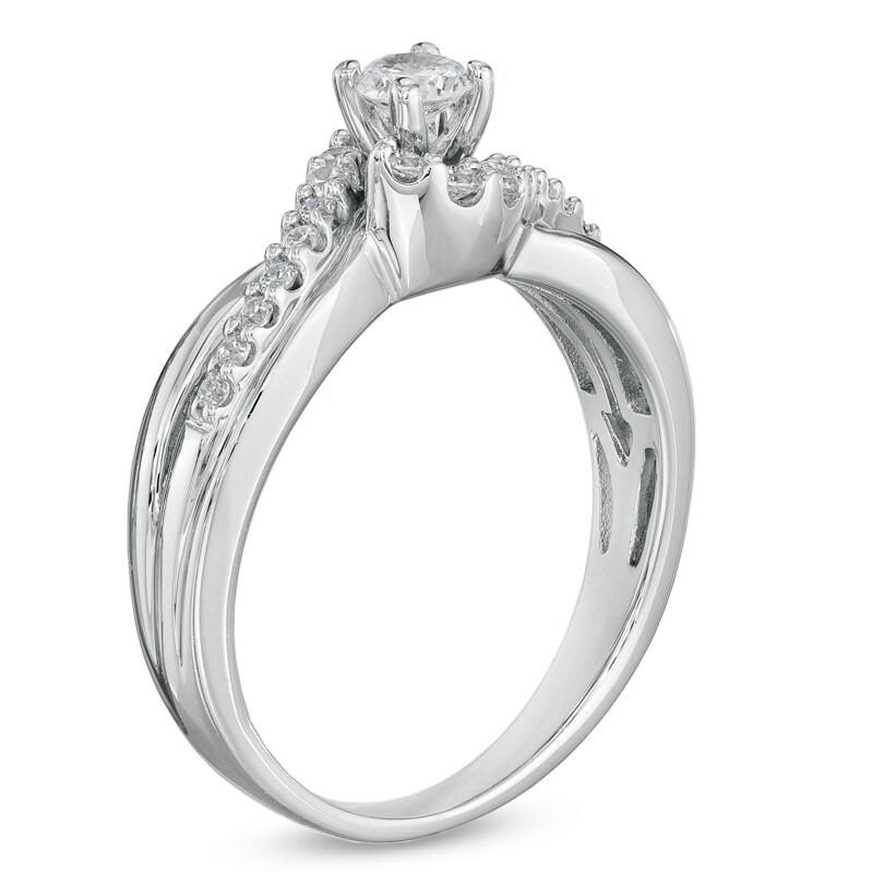 Main Image 2 of Previously Owned - 1/2 CT. T.W. Diamond Twist Engagement Ring in 14K White Gold