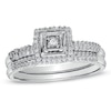 Thumbnail Image 1 of Previously Owned - 1/3 CT. T.W. Diamond Square Frame Bridal Set in 10K White Gold