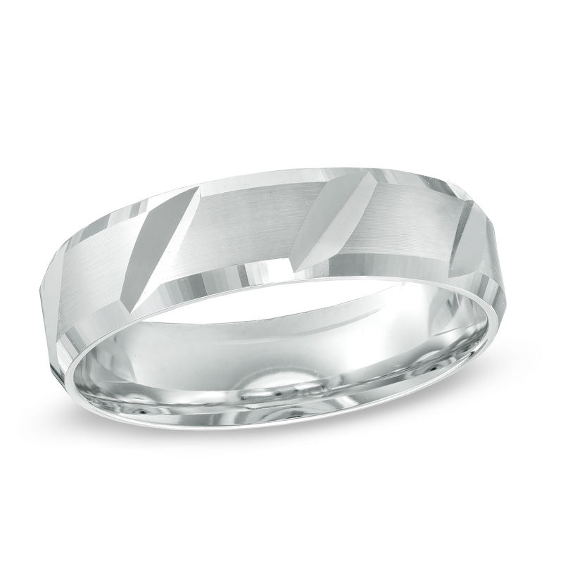 Main Image 1 of Previously Owned - Men's 6.0mm Comfort Fit Wedding Band in 10K White Gold