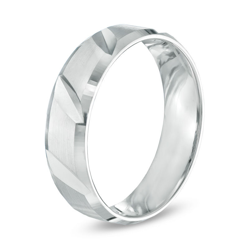 Main Image 2 of Previously Owned - Men's 6.0mm Comfort Fit Wedding Band in 10K White Gold