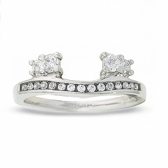 Previously Owned - 3/8 CT. T.w. Four-Stone Diamond Wrap Solitaire Enhancer in 14K White Gold