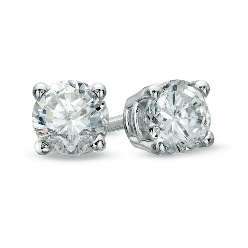 Main Image 1 of Previously Owned - 1/3 CT. T.W. Diamond Solitaire Stud Earrings in 14K White Gold
