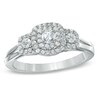 Thumbnail Image 1 of Previously Owned - 1/2 CT. T.W. Diamond Double Frame Three Stone Ring in 10K White Gold