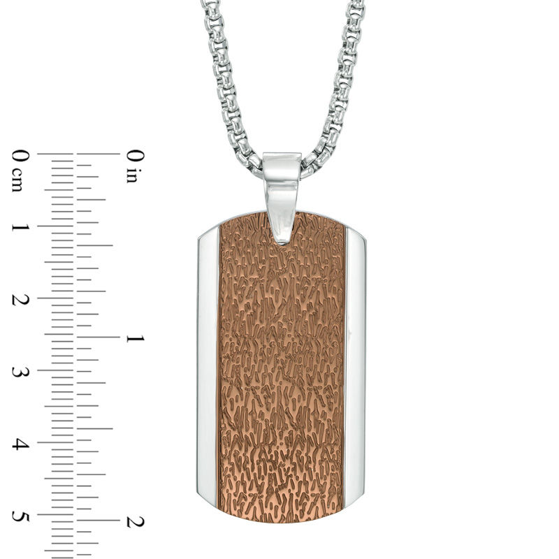 Main Image 4 of Previously Owned - Textured Necklace and Bracelet Set in Two-Tone Stainless Steel - 24"