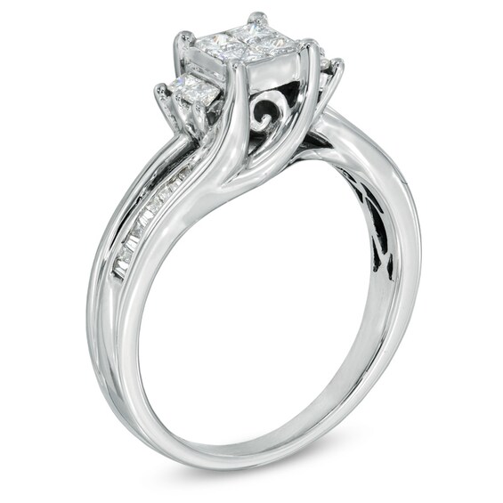 Previously Owned - 1/2 CT. T.w. Quad Princess-Cut Diamond Engagement Ring in 10K White Gold