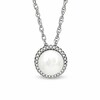 Thumbnail Image 1 of Previously Owned-Honora 7.5-8.0mm Freshwater Cultured Pearl and Diamond Accent Frame Pendant in Sterling Silver