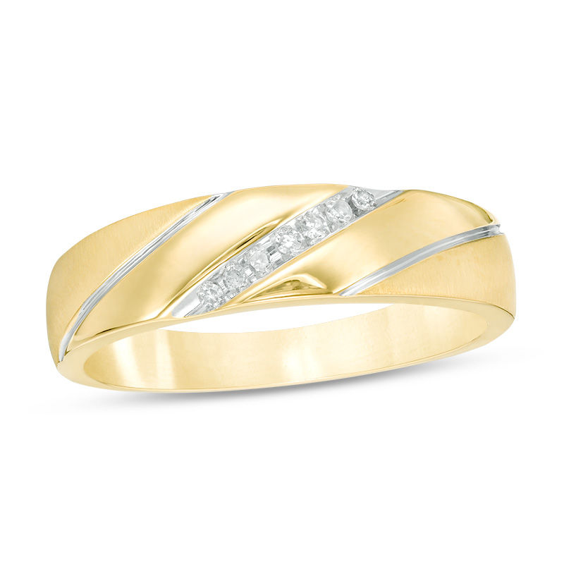Main Image 3 of Previously Owned - 1/3 CT. T.W. Composite Diamond Frame Slant Wedding Ensemble in 10K Gold