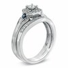 Thumbnail Image 2 of Previously Owned - 1/2 CT. T.W. Blue and White Diamond Vintage-Style Frame Bridal Set in 10K White Gold