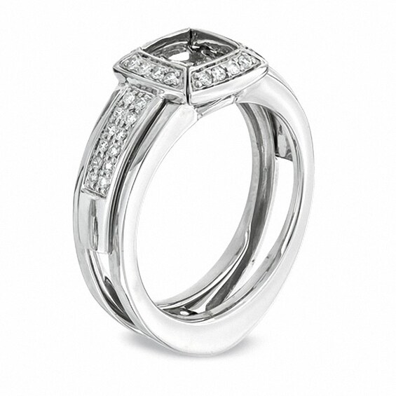 Previously Owned - 1/4 CT. T.w. Diamond Square Frame Solitaire Enhancer in 14K White Gold