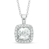 Thumbnail Image 1 of Previously Owned - 7.0mm Cushion-Cut Lab-Created White Sapphire Frame Pendant in Sterling Silver