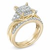 Thumbnail Image 2 of Previously Owned - 1-1/4 CT. T.W. Princess-Cut Quad Diamond Bridal Set in 10K Gold
