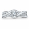 Thumbnail Image 1 of Previously Owned - 1/3 CT. T.W. Diamond Bypass Bridal Set in 10K White Gold