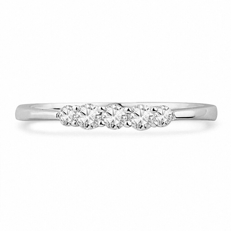 Main Image 2 of Previously Owned - 1/4 CT. T.W. Diamond Five Stone Wedding Band in 10K White Gold