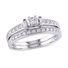 Thumbnail Image 1 of Previously Owned - 1/3 CT. T.W. Princess-Cut Diamond Three Stone Bridal Set in 10K White Gold