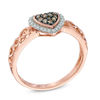 Thumbnail Image 2 of Previously Owned - 1/5 CT. T.W. Champagne and White Diamond Heart Cluster Frame Promise Ring in 10K Rose Gold