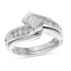 Thumbnail Image 1 of Previously Owned - 1/2 CT. T.W. Princess-Cut Diamond Bypass Bridal Set in 14K White Gold