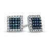Thumbnail Image 1 of Previously Owned - 1/8 CT. T.W. Enhanced Blue and White Diamond Square Frame Stud Earrings in 10K White Gold