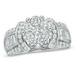Previously Owned - 2-1/5 CT. T.W. Diamond Cluster Engagement Ring in 14K White Gold
