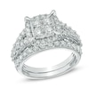 Thumbnail Image 1 of Previously Owned - 2 CT. T.W. Quad Diamond Frame Bridal Set in 14K White Gold