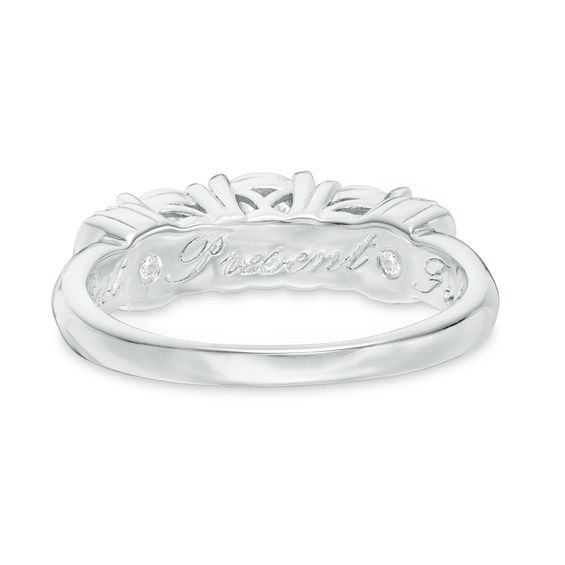 Previously Owned - 1/2 CT. T.w. Diamond Collar Past Present Future® Ring in 10K White Gold